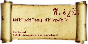 Nánássy Árpád névjegykártya